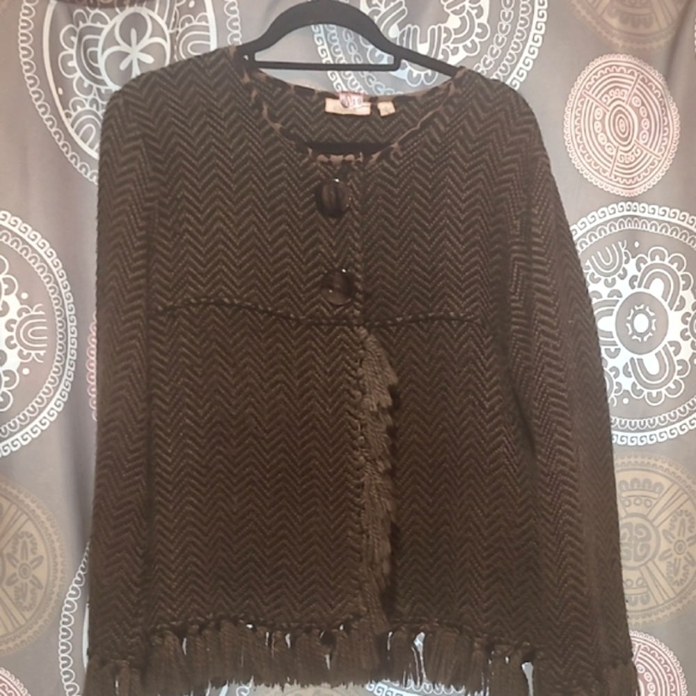 Choices Grey And Black Chevron Orint Jacket S Large